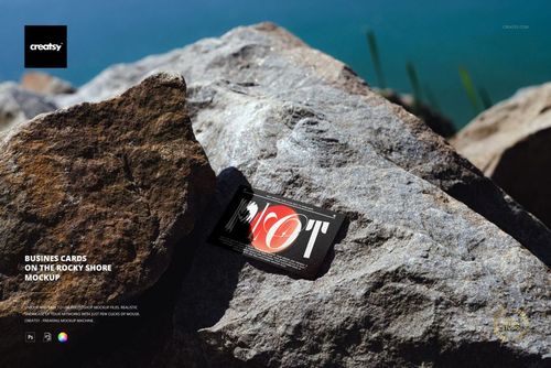 Business Card on the Rocky Shore Mockup | Creatsy®