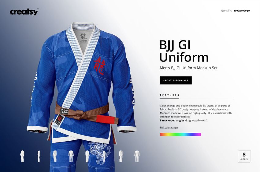 Jiu Jitsu Kimono Mockup (Back View)  Jiu jitsu kimono, Clothing mockup,  Sports suit