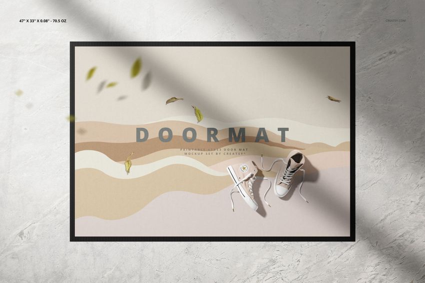 Door Mat Mockup Bundle, Doormat Mock Up Set Flat Lay Download By