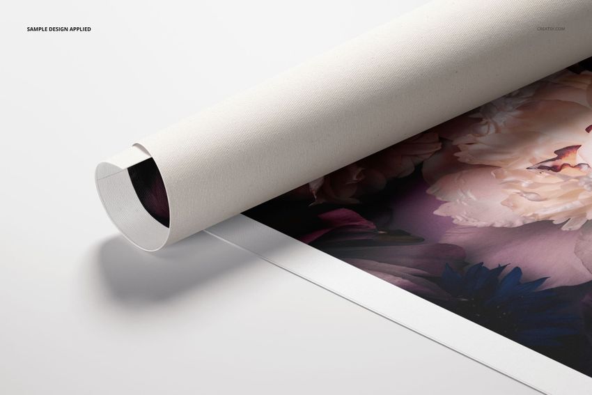 Rolled Canvas Print With Tube Mockup 