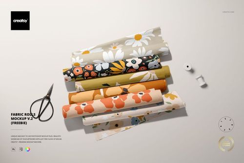 Versatile Fabric Rolls Free Mockup | Creatsy®