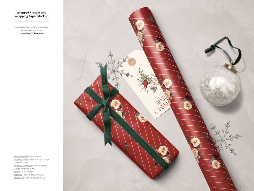 Candy Canes  Christmas Wrapping Paper – Mock Up Designs