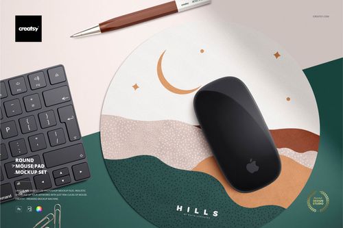 Round Mouse Pad Mockup Set - mockup preview 1