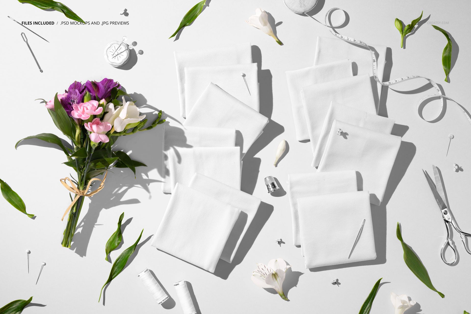 Jersey Fabric Samples with Flowers and Leaves Mockup - mockup screenshot 2