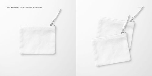 Flat canvas pouch with fabric zipper pull displayed on a white background, shown from a top view perspective.
