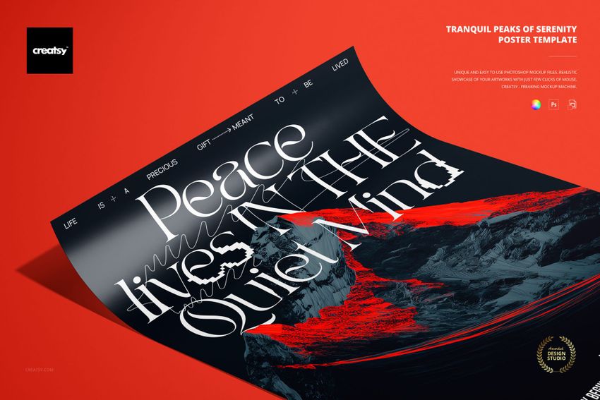 Tranquil Peaks of Serenity Poster Template - mockup screenshot 1