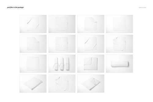 Set of cotton baby blanket mockup images showing various folded and unfolded arrangements on a white background.