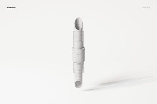Front view of a dual lamp 3D model with a cylindrical shape and grid pattern, displayed on a white background.