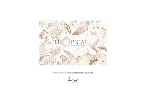 Boho style pillow mockup featuring soft pastel tropical leaves and a flamingo, shown from the front in a bright interior.