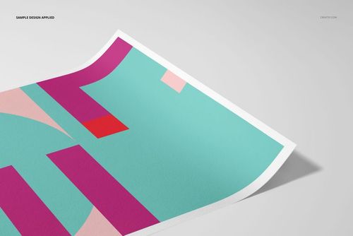 A3 fine art print mockup featuring a colorful abstract geometric design on textured paper, angled view.