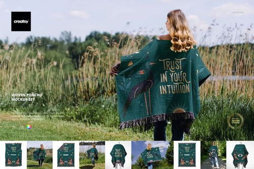 Woven Poncho Mockup Set - mockup preview 1