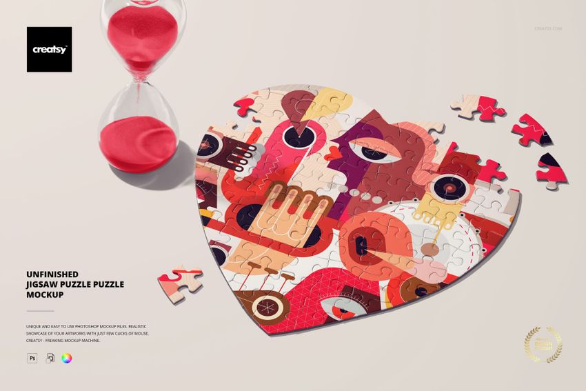 Unfinished Heart Jigsaw Puzzle Mockup - mockup screenshot 1