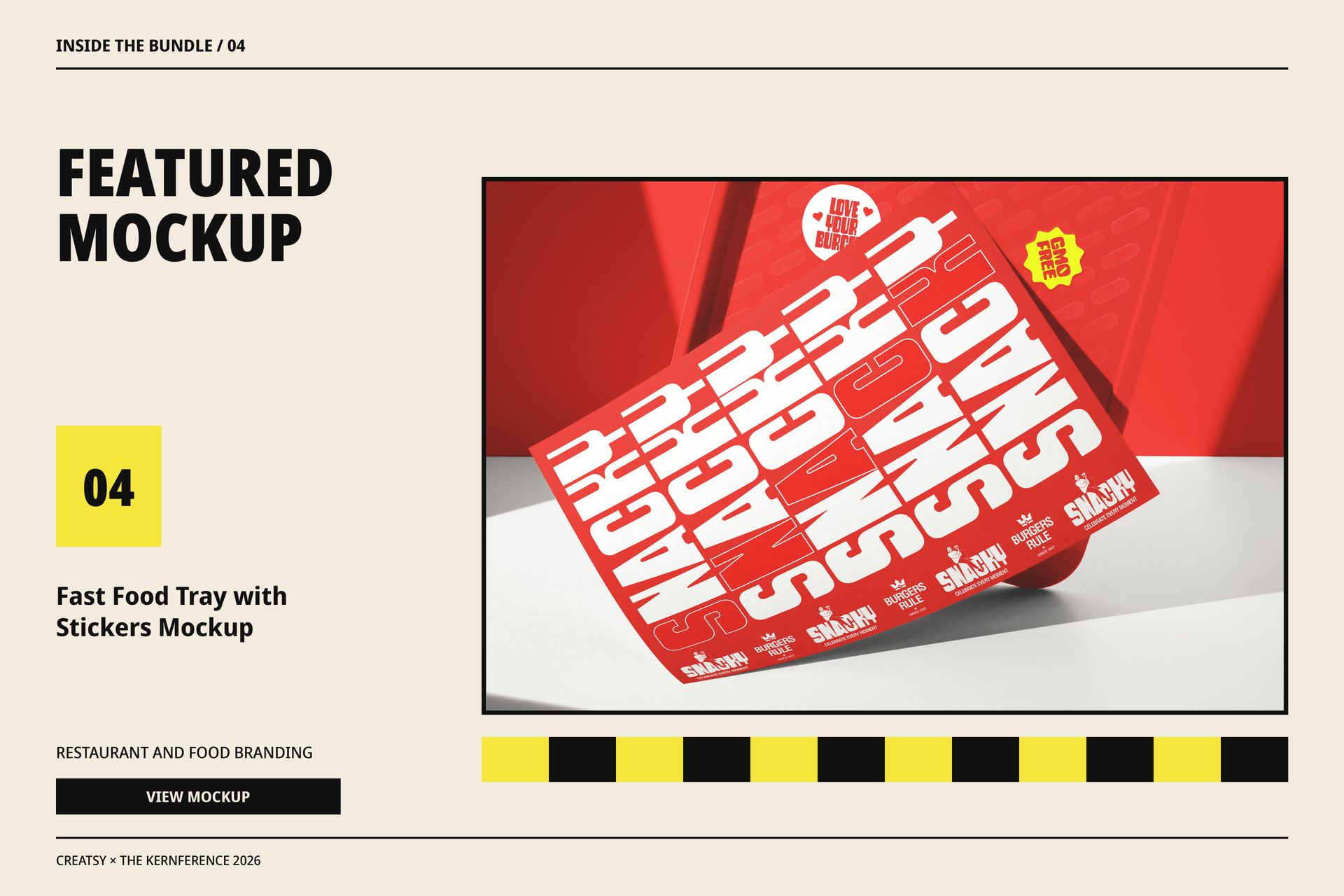 Fast Food Tray with Stickers Mockup