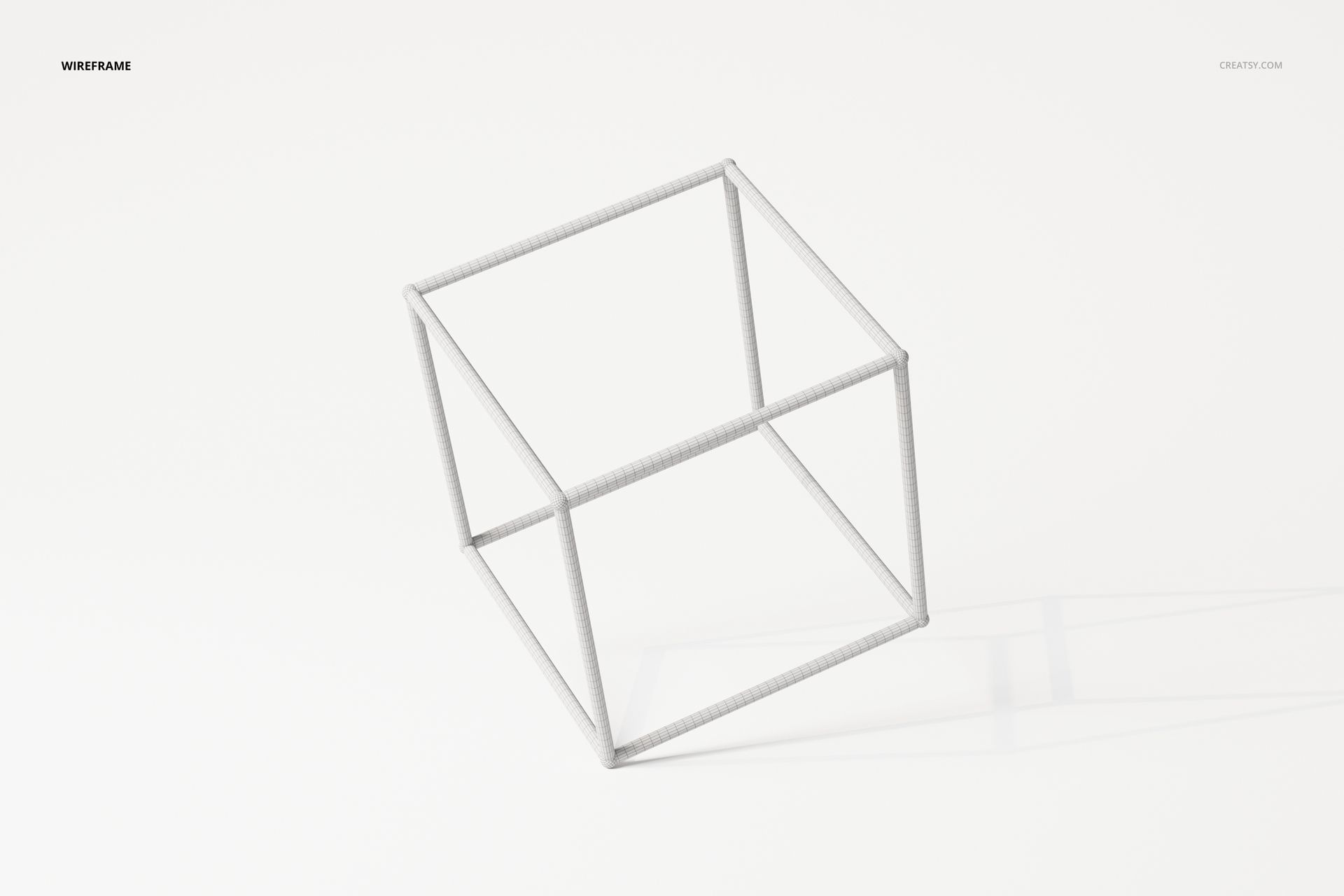 Wireframe cuboid decoration in cubist style, shown from a slight top angle on a plain white background.