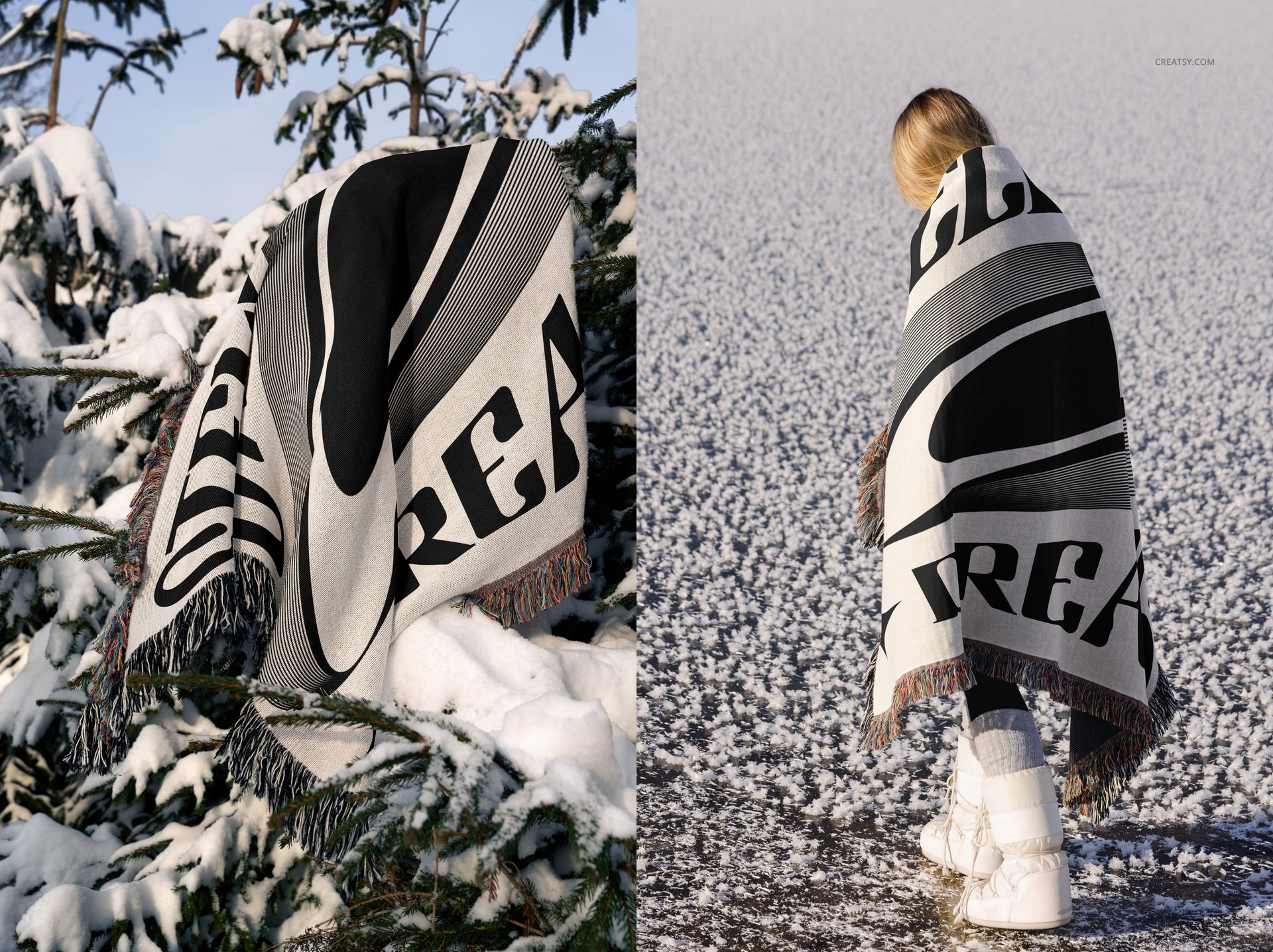 Jacquard Woven Blanket Mockup Set - Winter Edition | Creatsy®