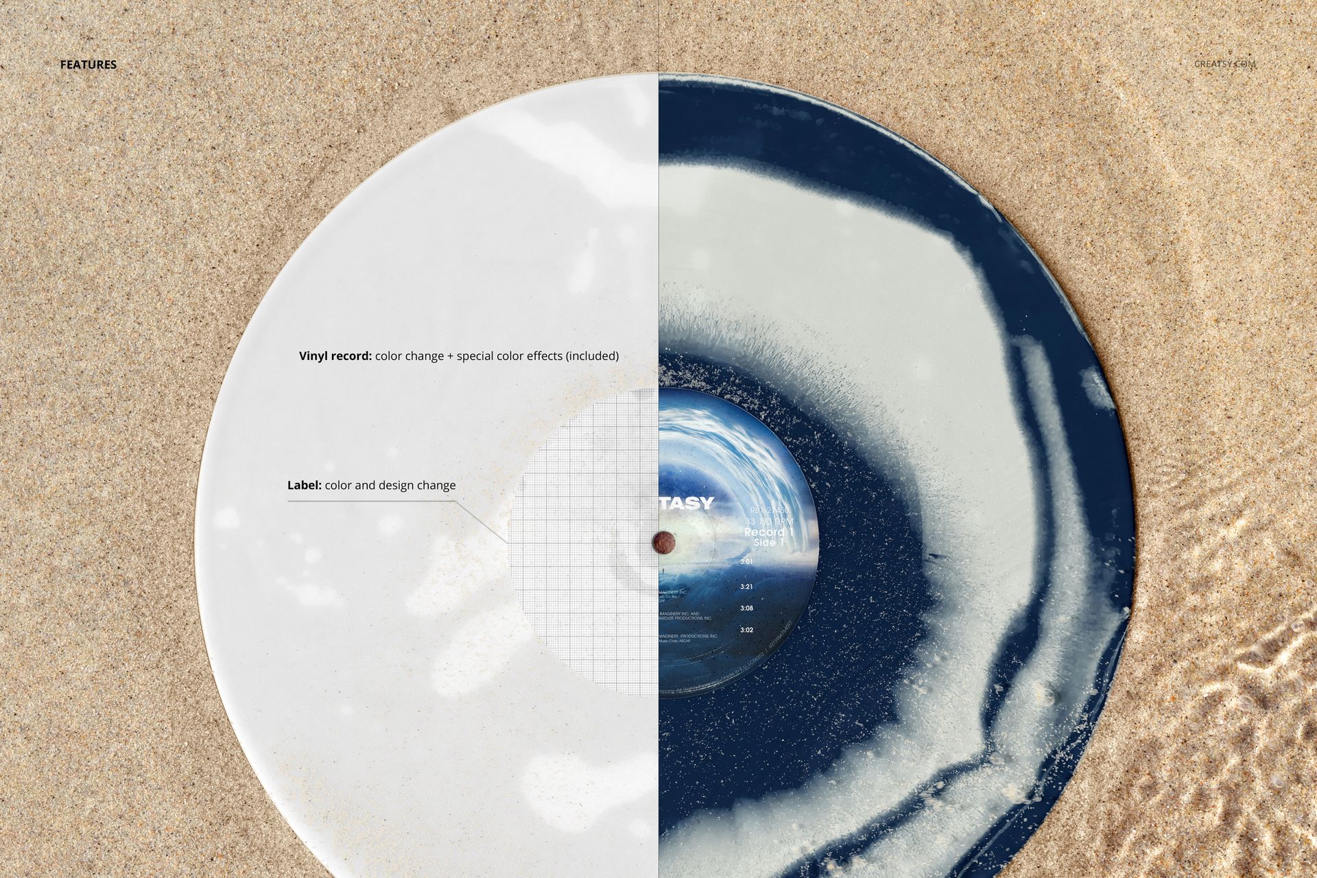 Vinyl Record on the Sand Mockup - mockup screenshot 2