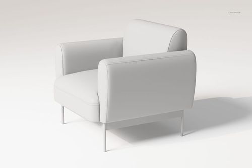 Modern puffy lounge chair with soft, rounded cushions in light gray, shown from a front angle on a plain background.