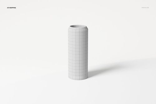 Grooved cylinder vase with a grid texture, shown from a front angle on a plain white background.