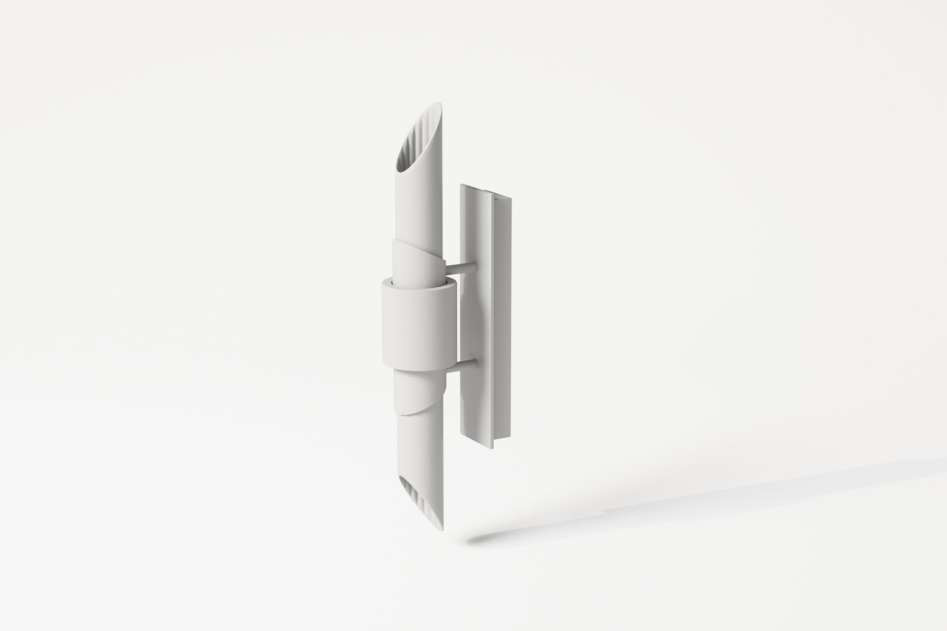 Front view of a two-way dual lamp 3D model with a modern cylindrical design, shown against a plain white background.