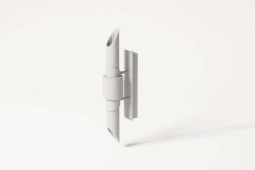 Front view of a two-way dual lamp 3D model with a modern cylindrical design, shown against a plain white background.