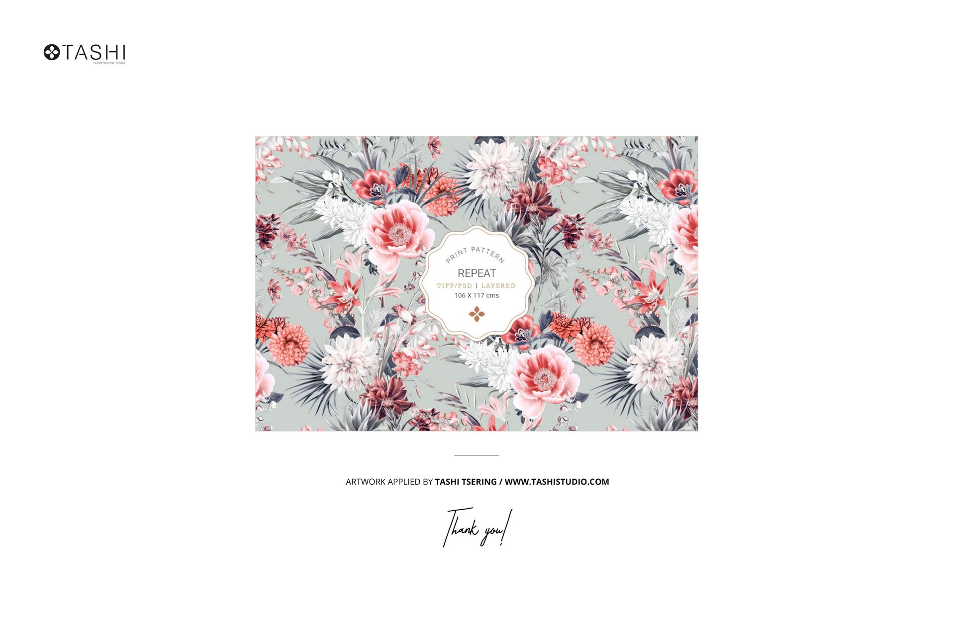 Rectangular gift box mockup featuring elegant floral wrapping paper in shades of pink, white, and gray, displayed on white.