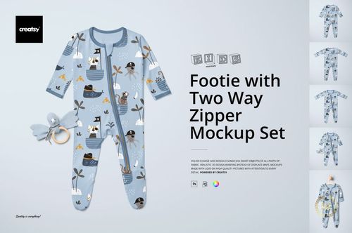 Footie with Two Way Zipper Mockup Set - mockup preview 1