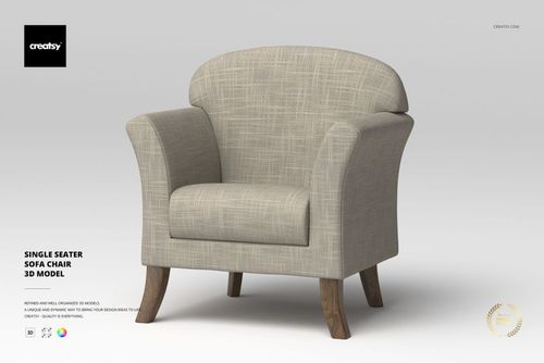 Single Seater Sofa Chair 3D Model - mockup preview 1