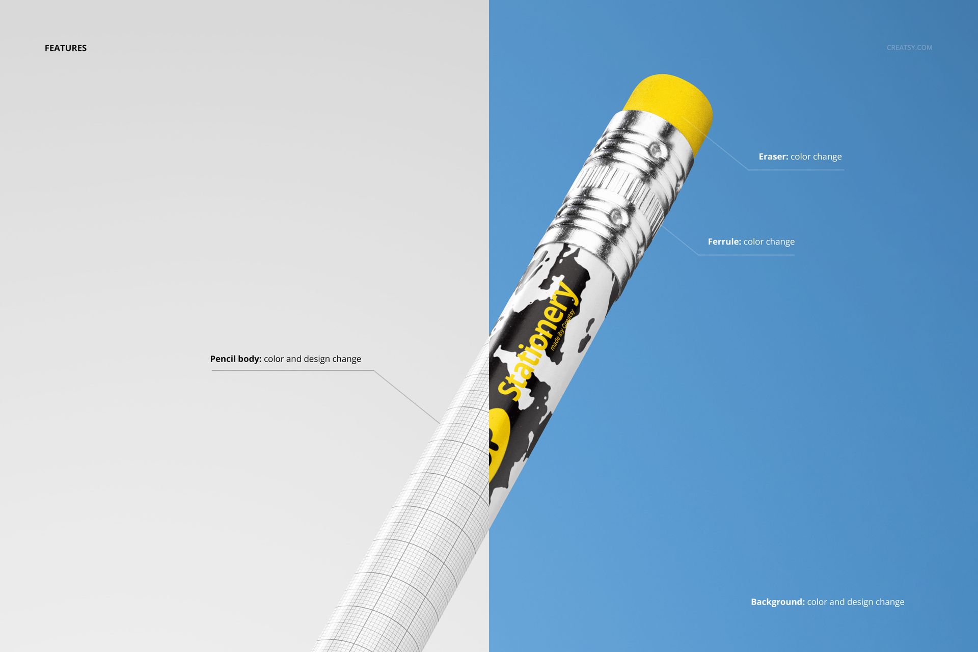Closeup of Round Shape Pencil Mockup - mockup screenshot 3