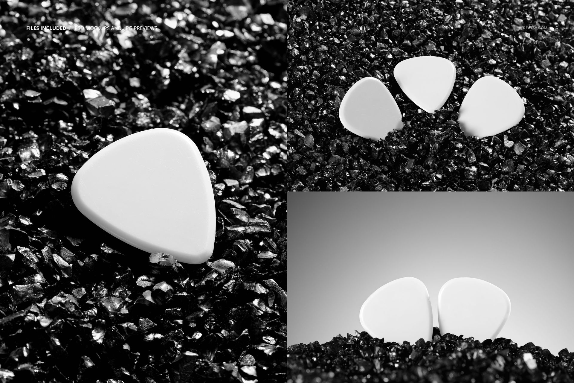 Guitar Pick on Black Gravel Mockup Set - mockup screenshot 2