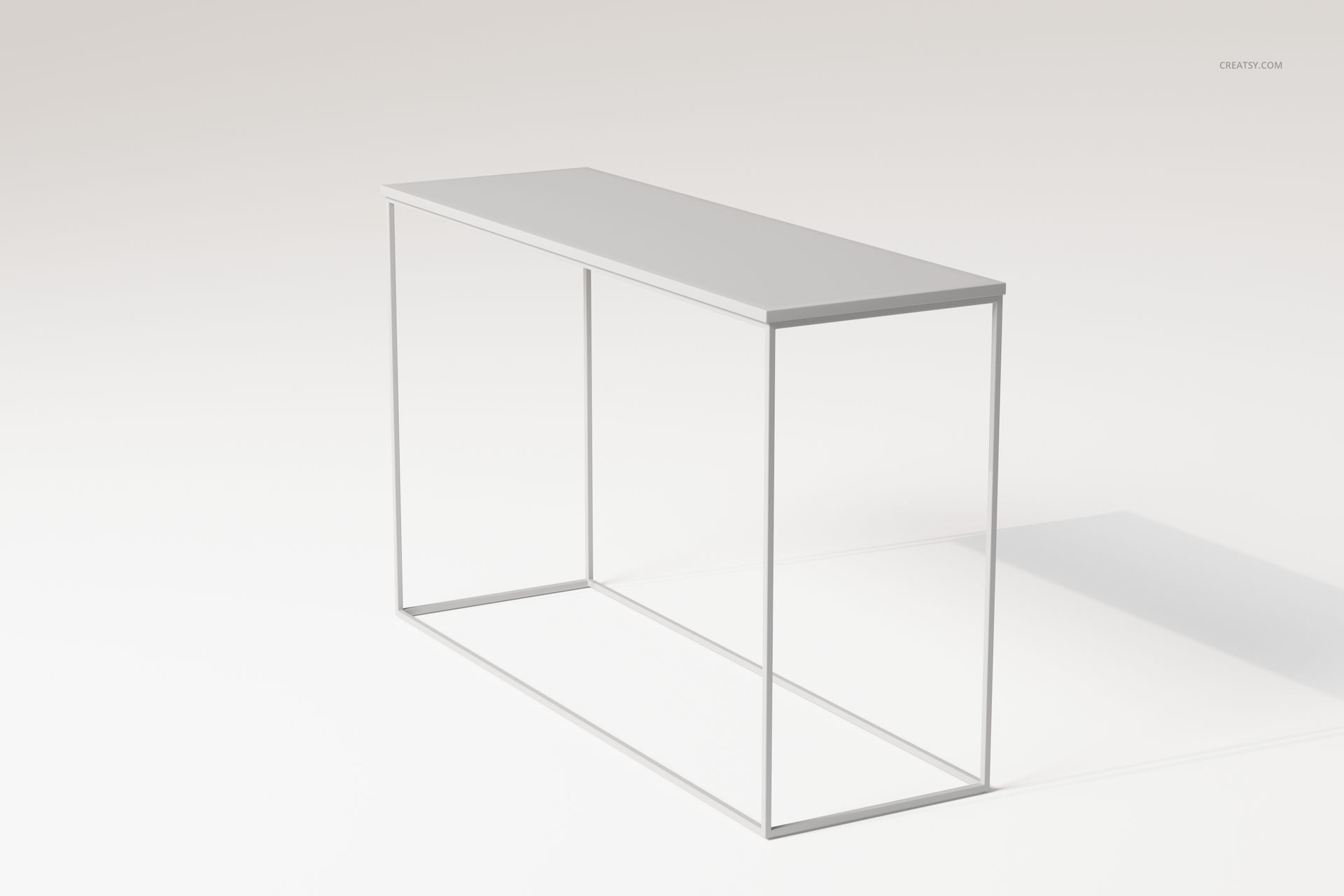 Minimalist console table with a thin metal frame and rectangular top, shown from a front angle on a plain background.