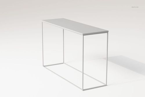 Minimalist console table with a thin metal frame and rectangular top, shown from a front angle on a plain background.