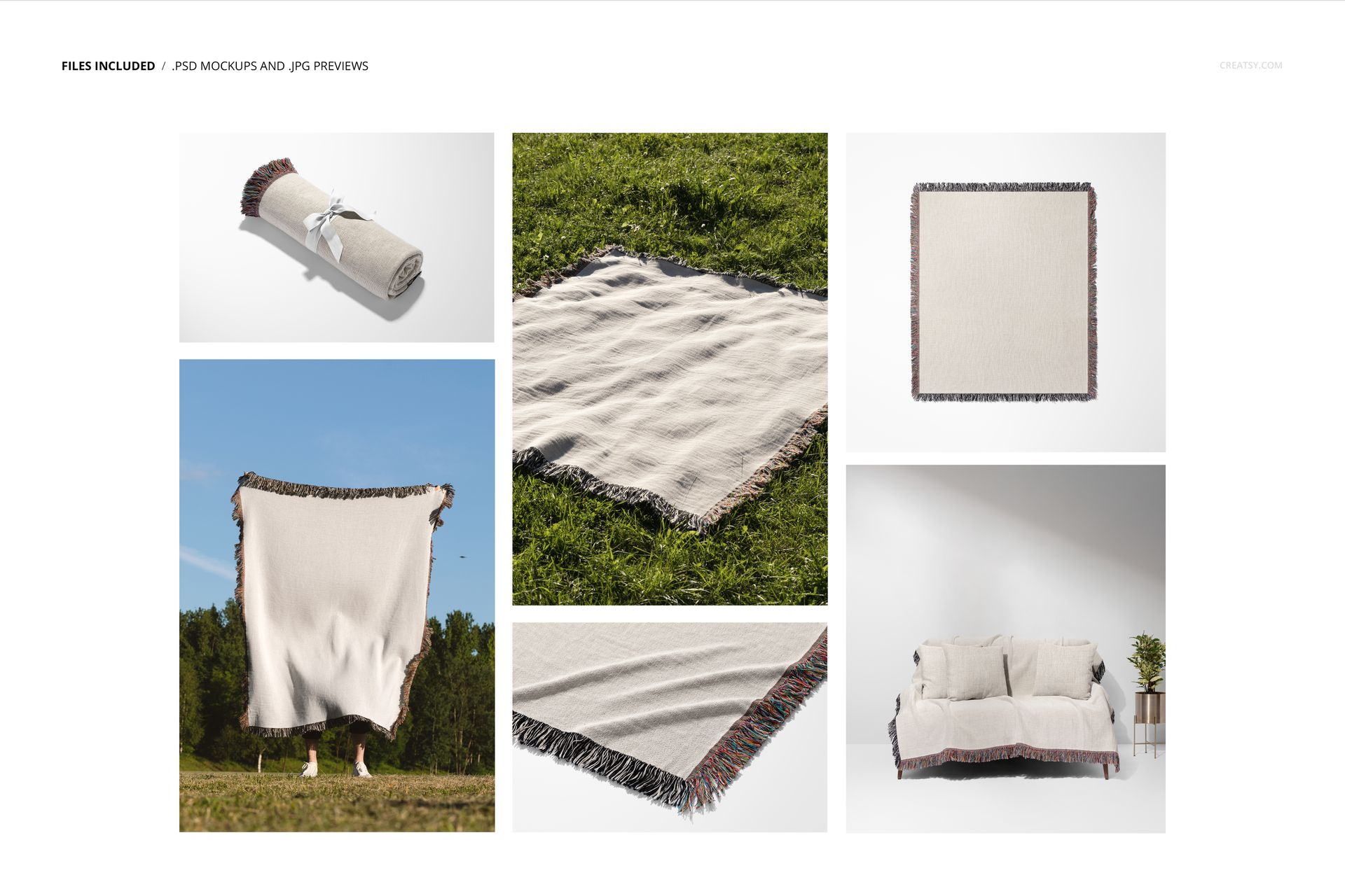 Jacquard Fringed Woven Throw Blanket Mockup Set v.1 - mockup screenshot 2