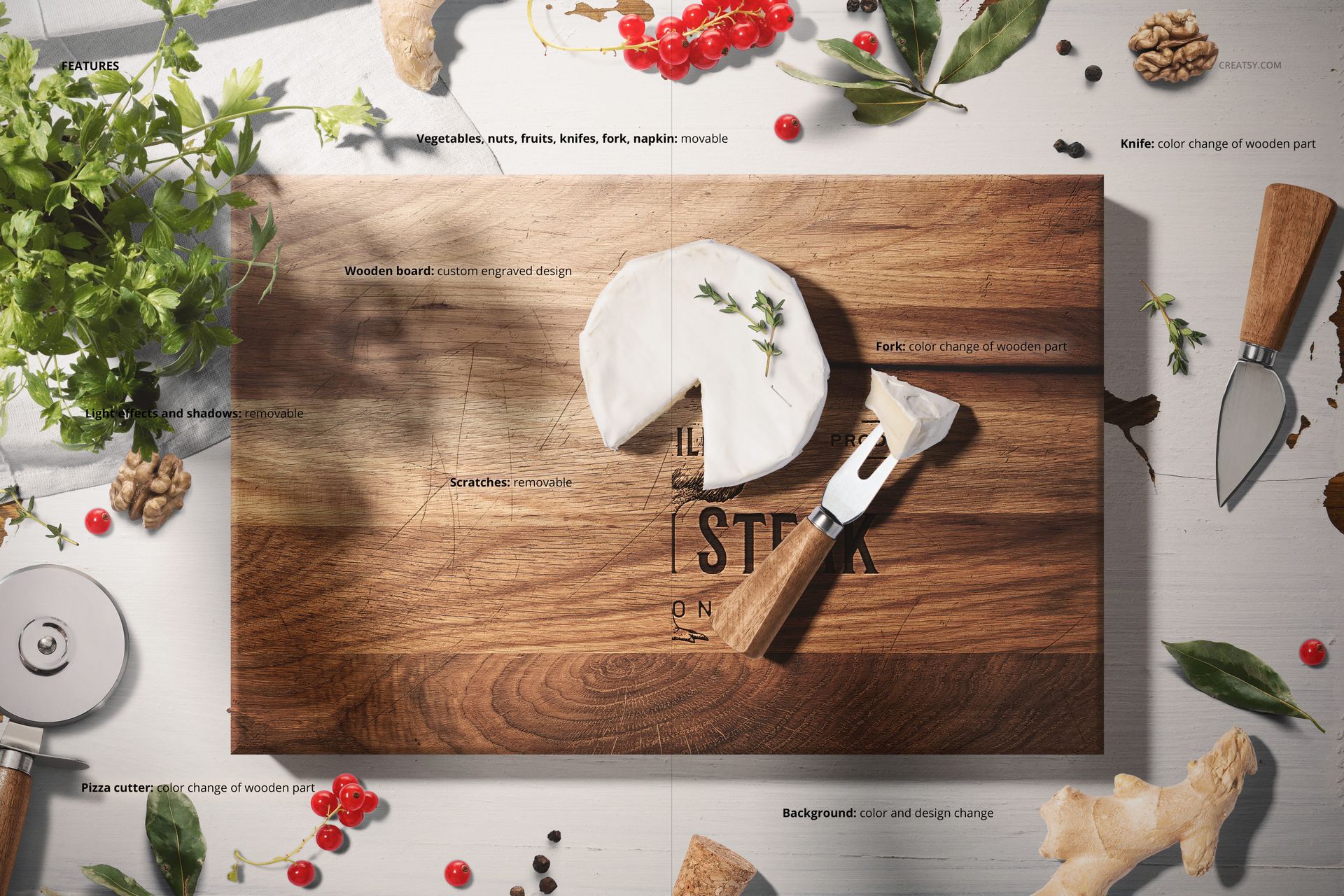 End Grain Cutting Board Kitchen Scene Mockup - mockup screenshot 2