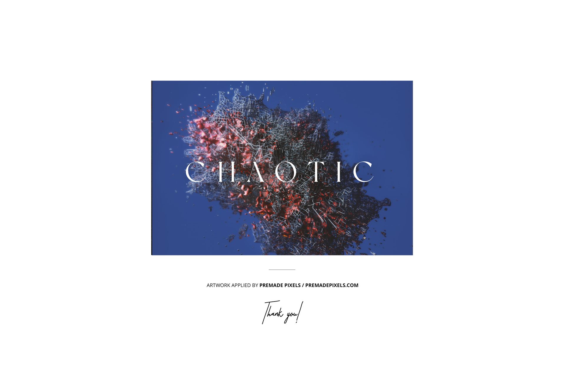 Vinyl record and cover mockup featuring abstract splatter design in dark colors, shown from the front.