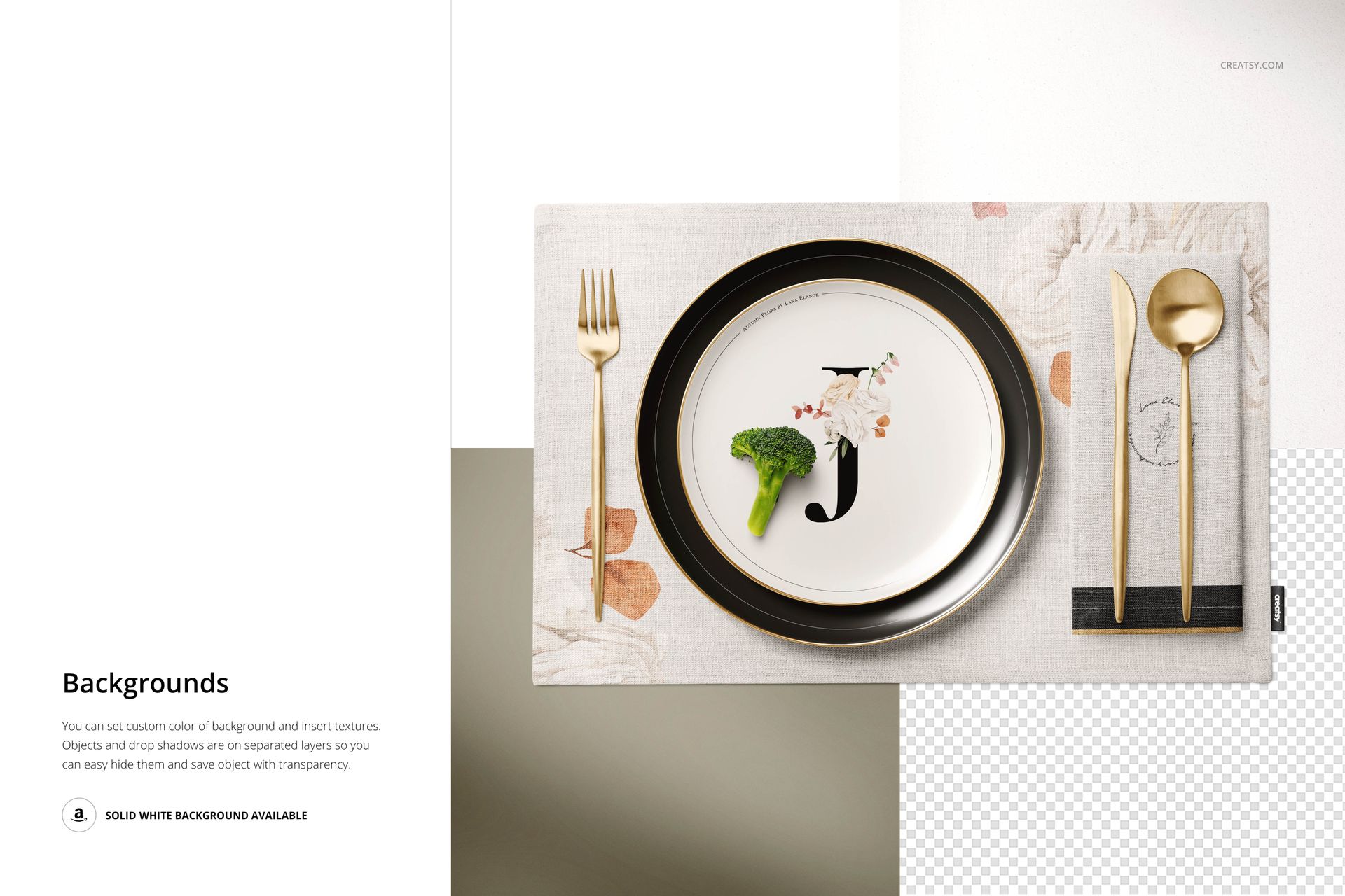 Placemat Napkin Plate Mockup - mockup screenshot 7