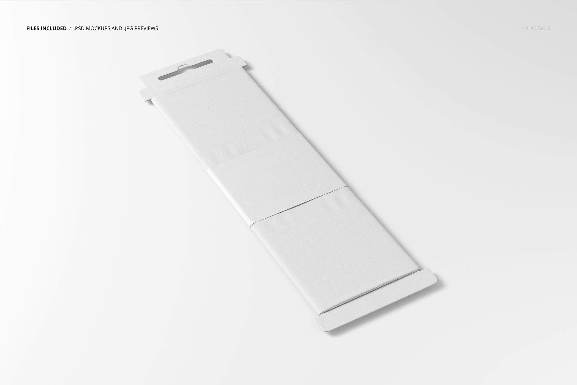 Rectangular fabric bolt mockup in neutral tones, shown from a high angle on a clean white background.