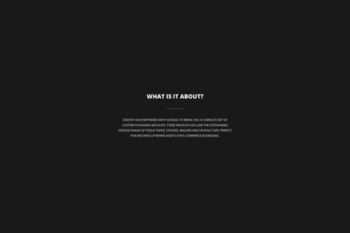 Centered white text on a solid dark background, describing the Noissue Kraft Mailer Mockup Set and its features.