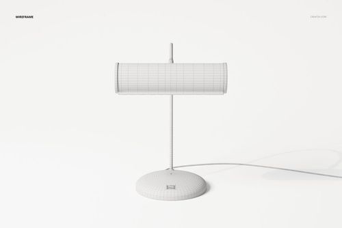 Front view of a curved Art Nouveau lamp 3D model in wireframe style, shown on a plain white background.