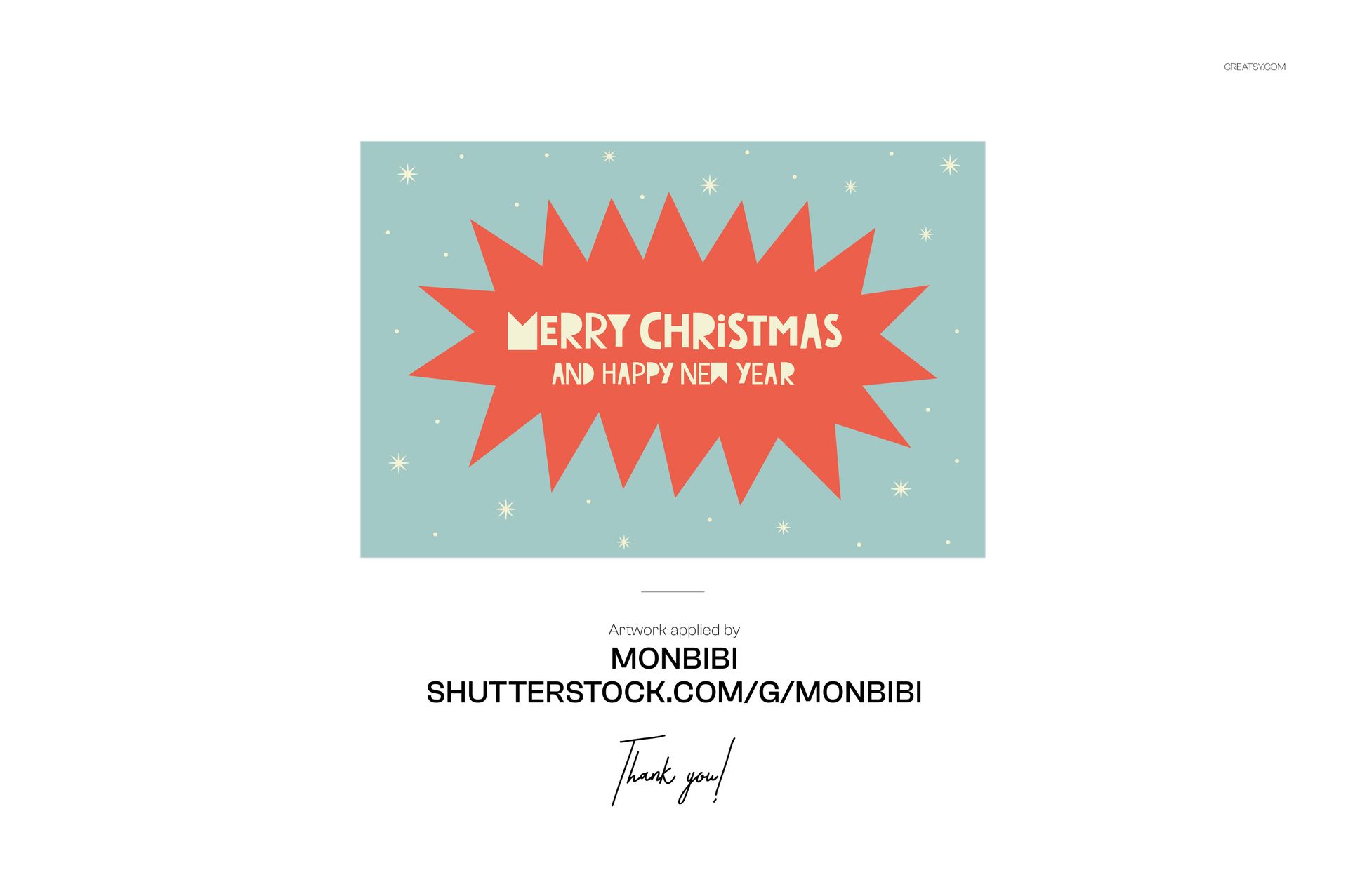 Christmas wrapping paper mockup showing a ripped open section revealing a festive message on a blue background with stars.