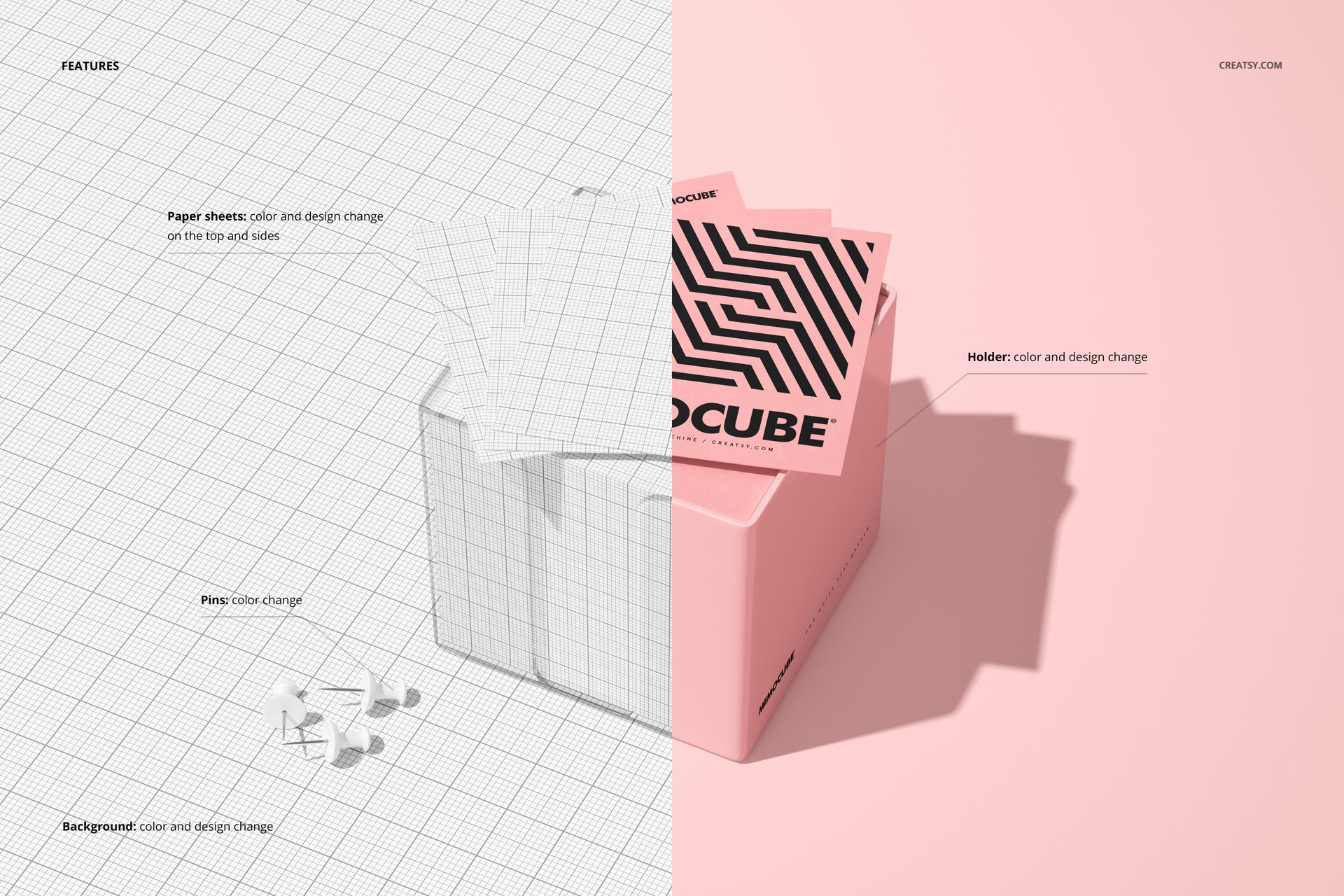 Memo Block Cube in Acrylic Holder Mockup Set - mockup screenshot 3