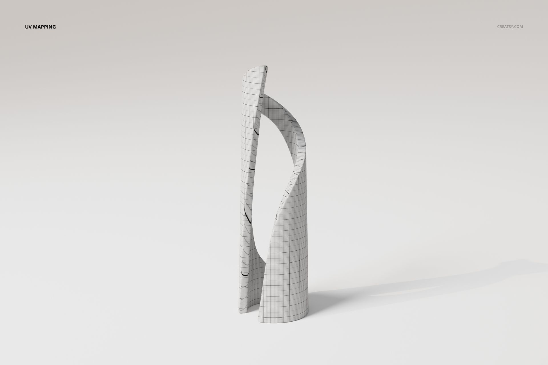 Modern art sculpture vase with a twisted, abstract form, shown in a front view on a plain light background.