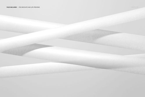 Close-up view of multiple white packaging tapes crossing each other against a light gray background, shown in a mockup.