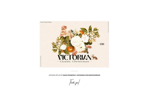 White ceramic coffee mug mockup held by a hand, featuring a floral Victorian Christmas design on the front side.