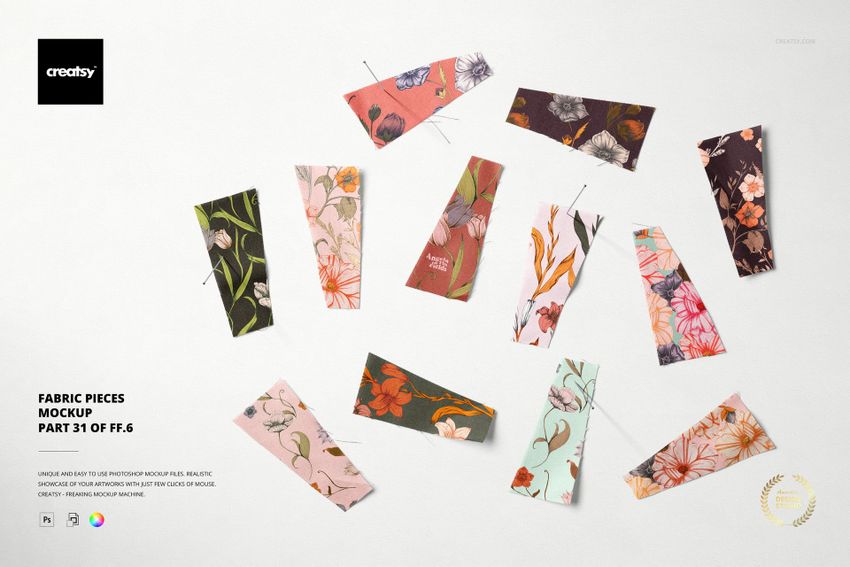Fabric Pieces Mockup Set (31FFv.6) - mockup screenshot 1