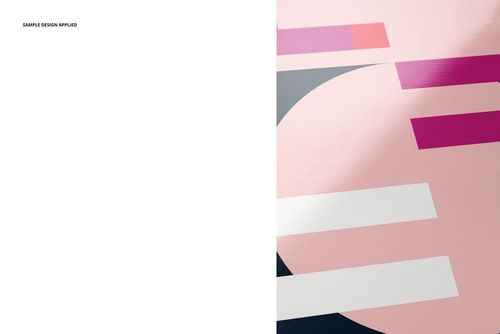 A3 fine art print mockup featuring a close-up of glossy paper with abstract geometric shapes in pink, white, and black.