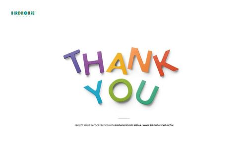 Colorful 3D letters spelling 'THANK YOU' arranged on a white background, resembling a playful puzzle design.