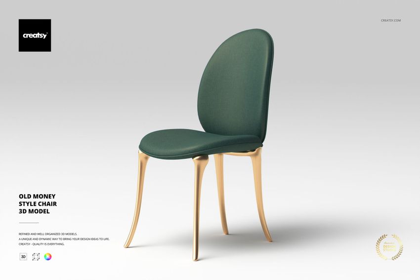 Old Money Style Chair 3D Model - mockup screenshot 1