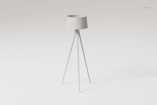 Minimalist tripod floor lamp with a round shade, shown in a front view on a plain white background.