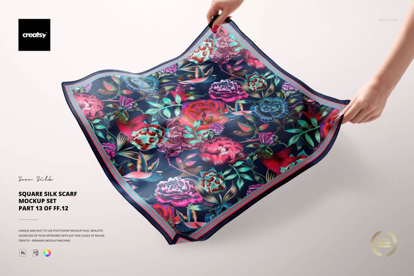 Square Silk Scarf Mockup Set - mockup screenshot 1
