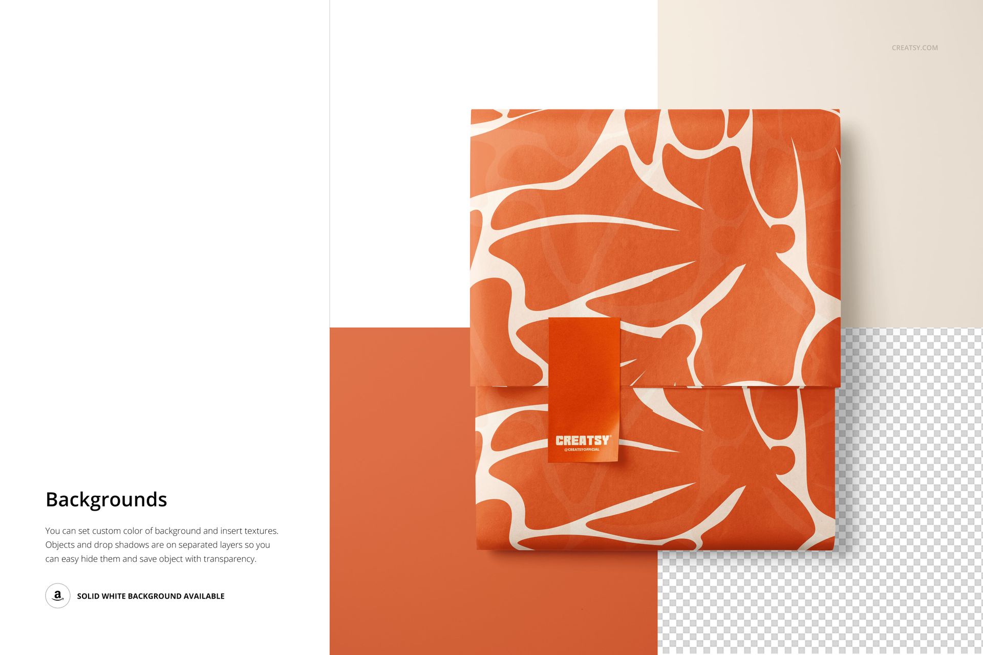 Wrapped Tissue Paper with Vertical Rectangular Sticker Mockup (ver.2) - mockup screenshot 4
